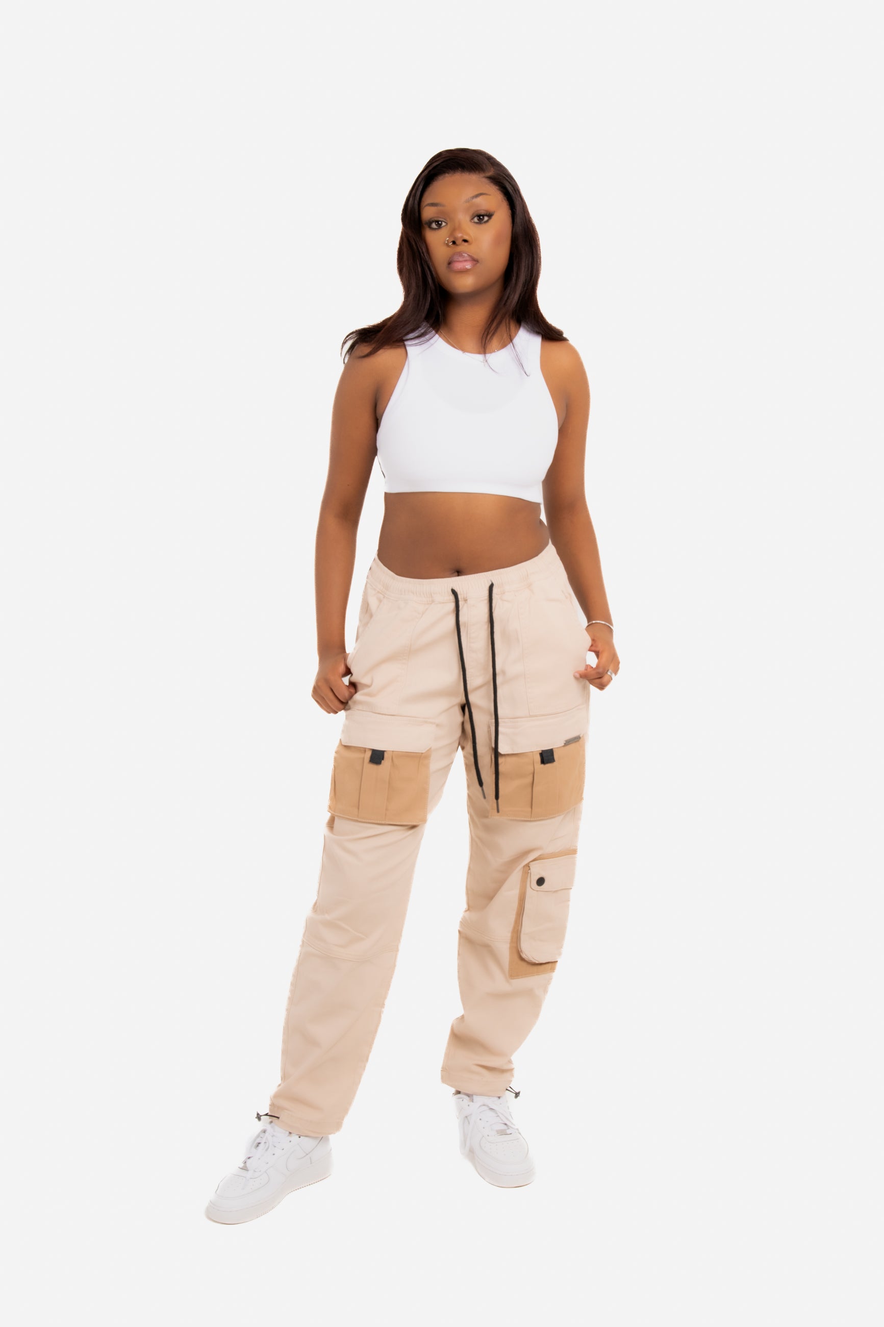 Stone & Beige Tech Utility Straight Leg Cargos