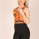 Orange Camo Denim Crop Top