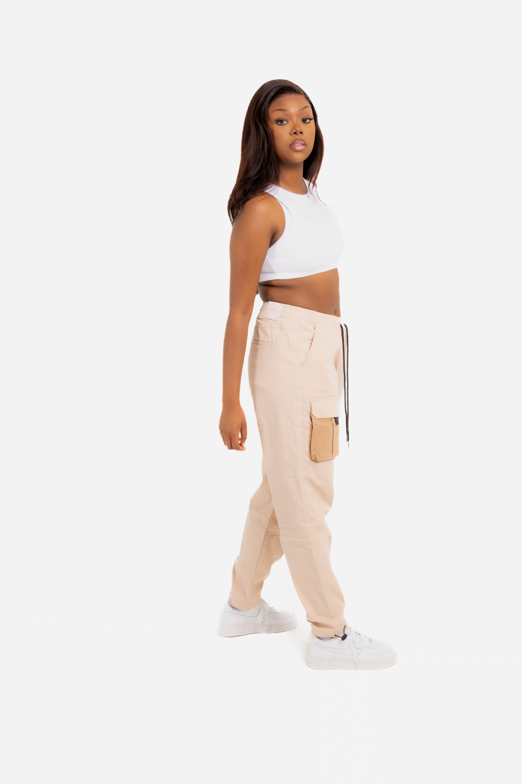 Stone & Beige Tech Utility Straight Leg Cargos