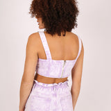 Outta Limits Denim Mini Skirt In Lilac Acid Wash