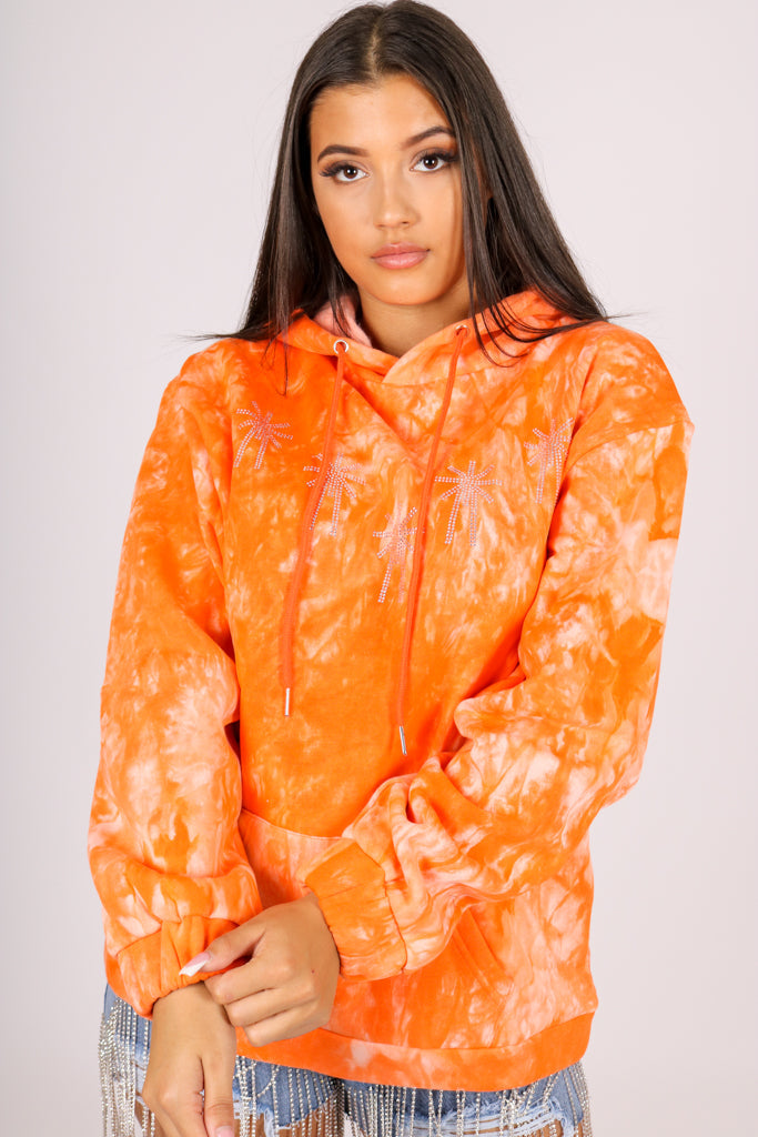 Oversized Orange Tie Dye Hoodie 8