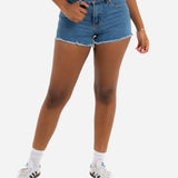 Topeka Blue Mid-Rise Denim Short with Raw Edge