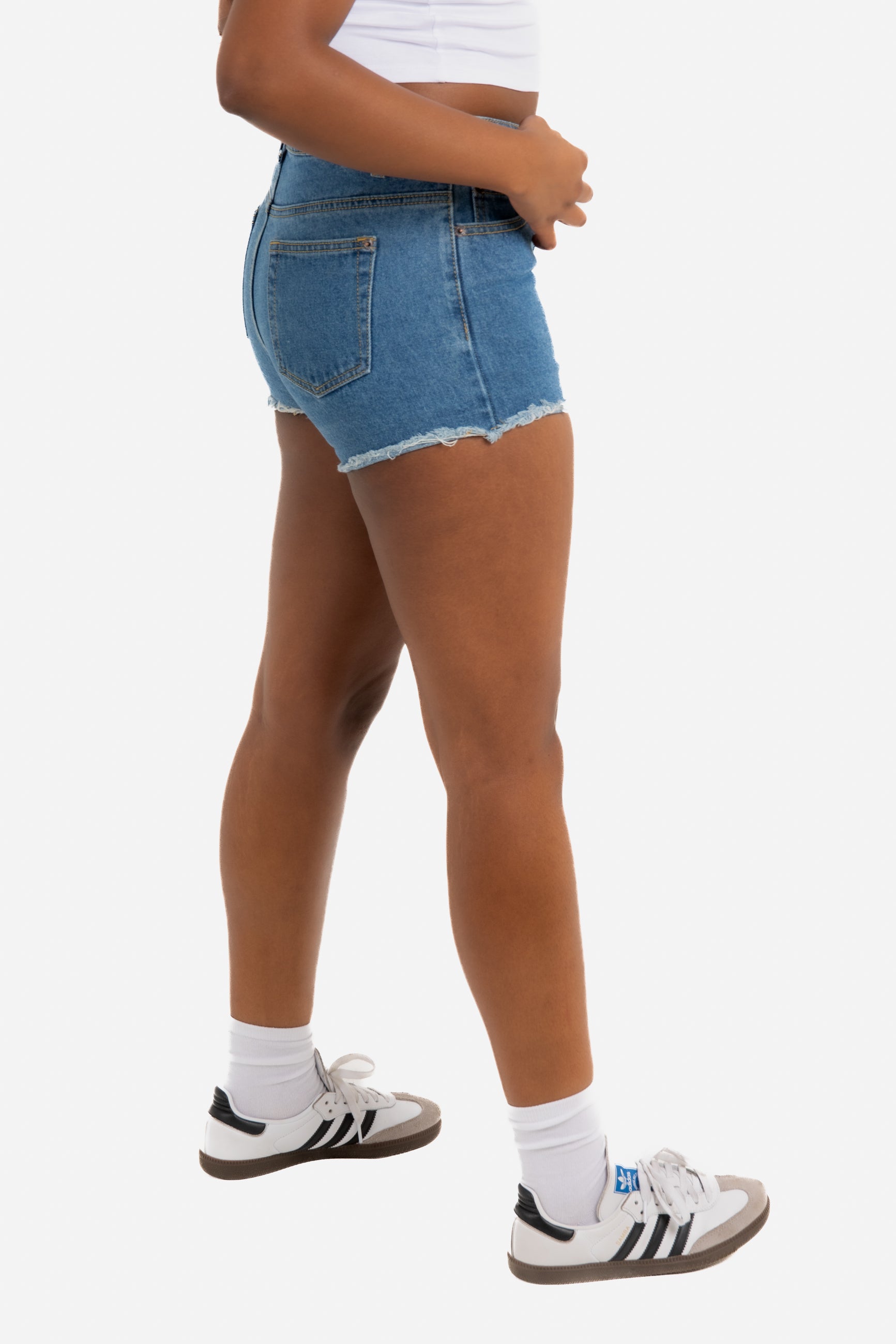 Topeka Blue Mid-Rise Denim Short with Raw Edge