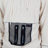 Alaska Borg Hoody With Mesh Pocket In Light Cream