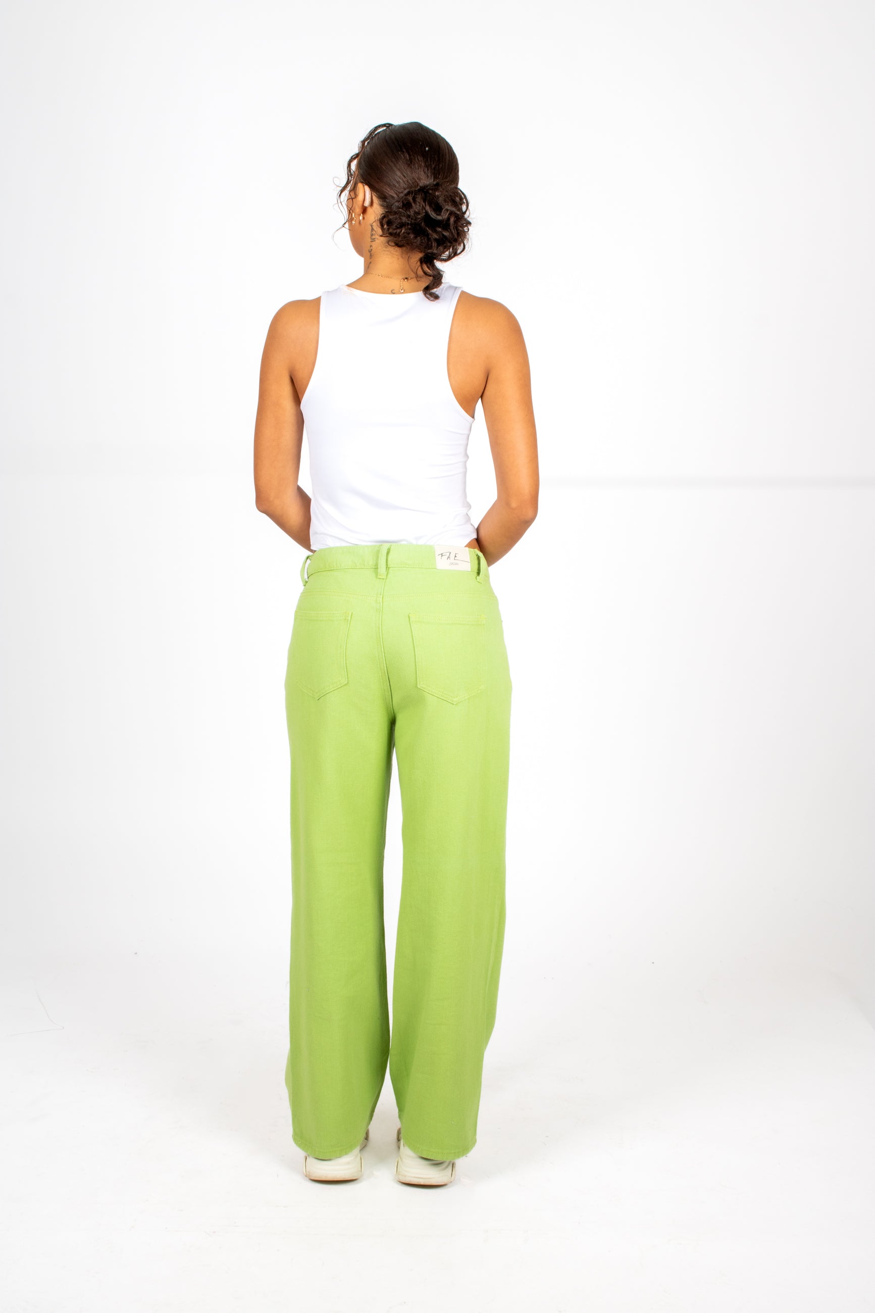 FAE Lime Green Low-Rise Slouchy Jeans