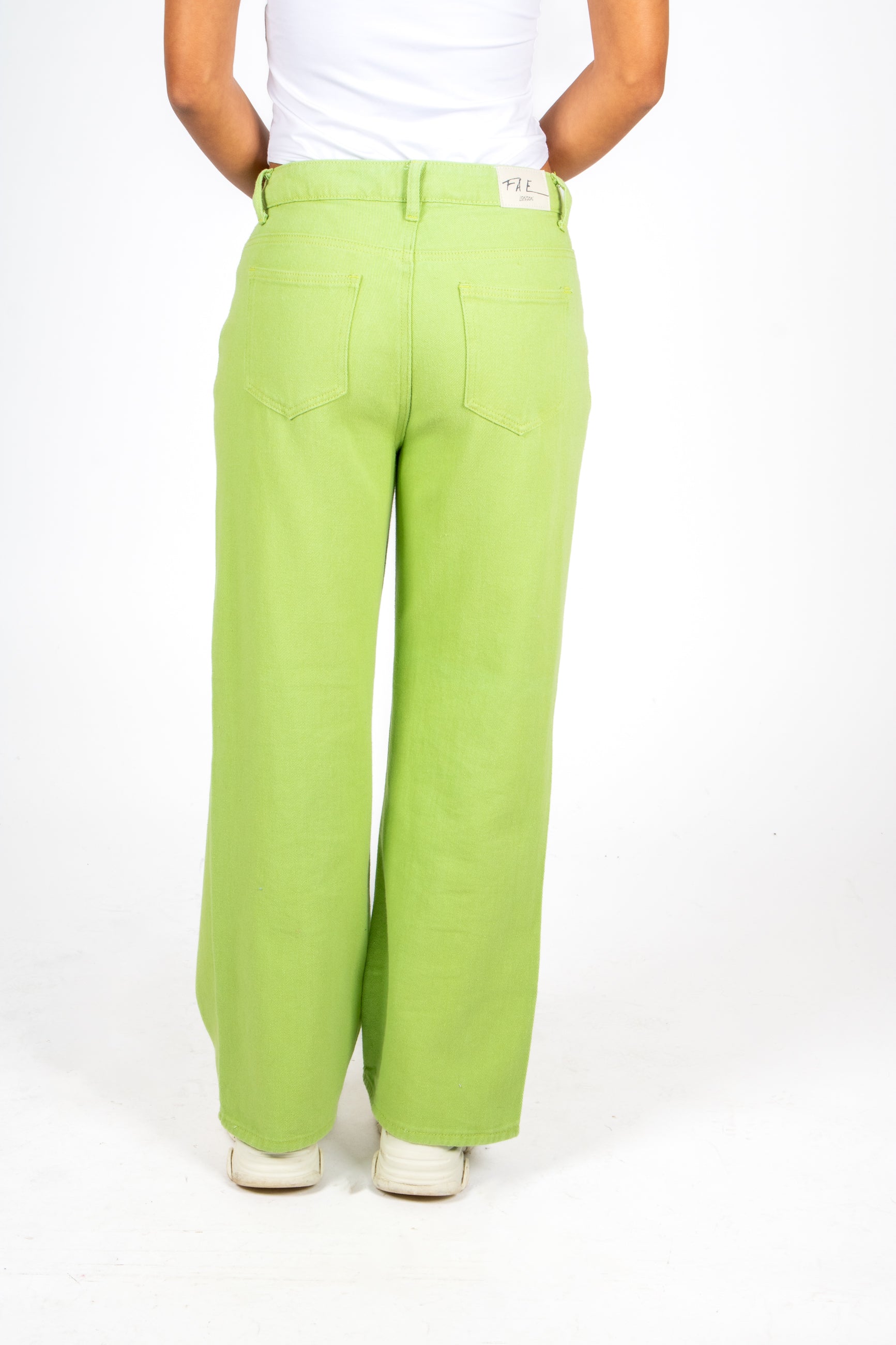 FAE Lime Green Low-Rise Slouchy Jeans