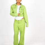 FAE Lime Green Low-Rise Slouchy Jeans