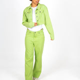 FAE Lime Green Boxy Denim Jacket