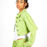 FAE Lime Green Boxy Denim Jacket