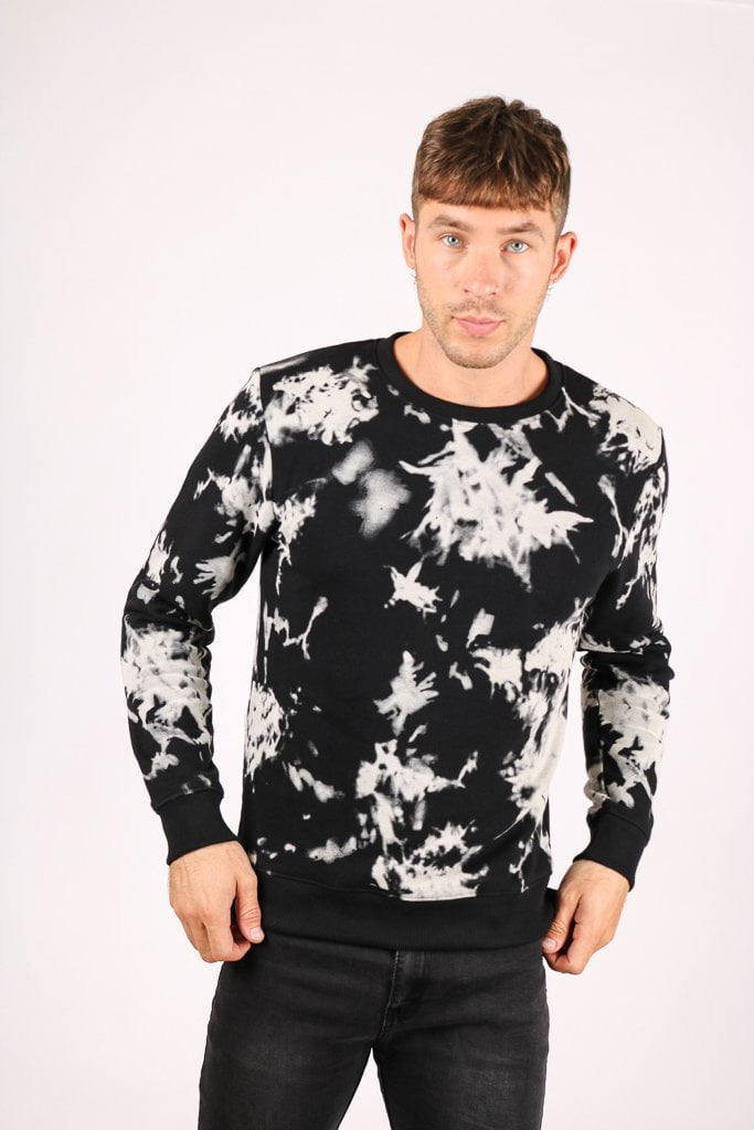 Tie Dye Jumper in Black - Liquor N Poker LIQUOR N POKER