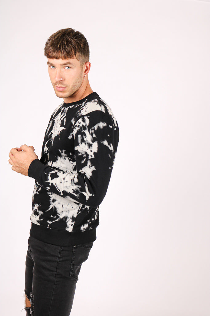 Black Tie-Dye Jumper