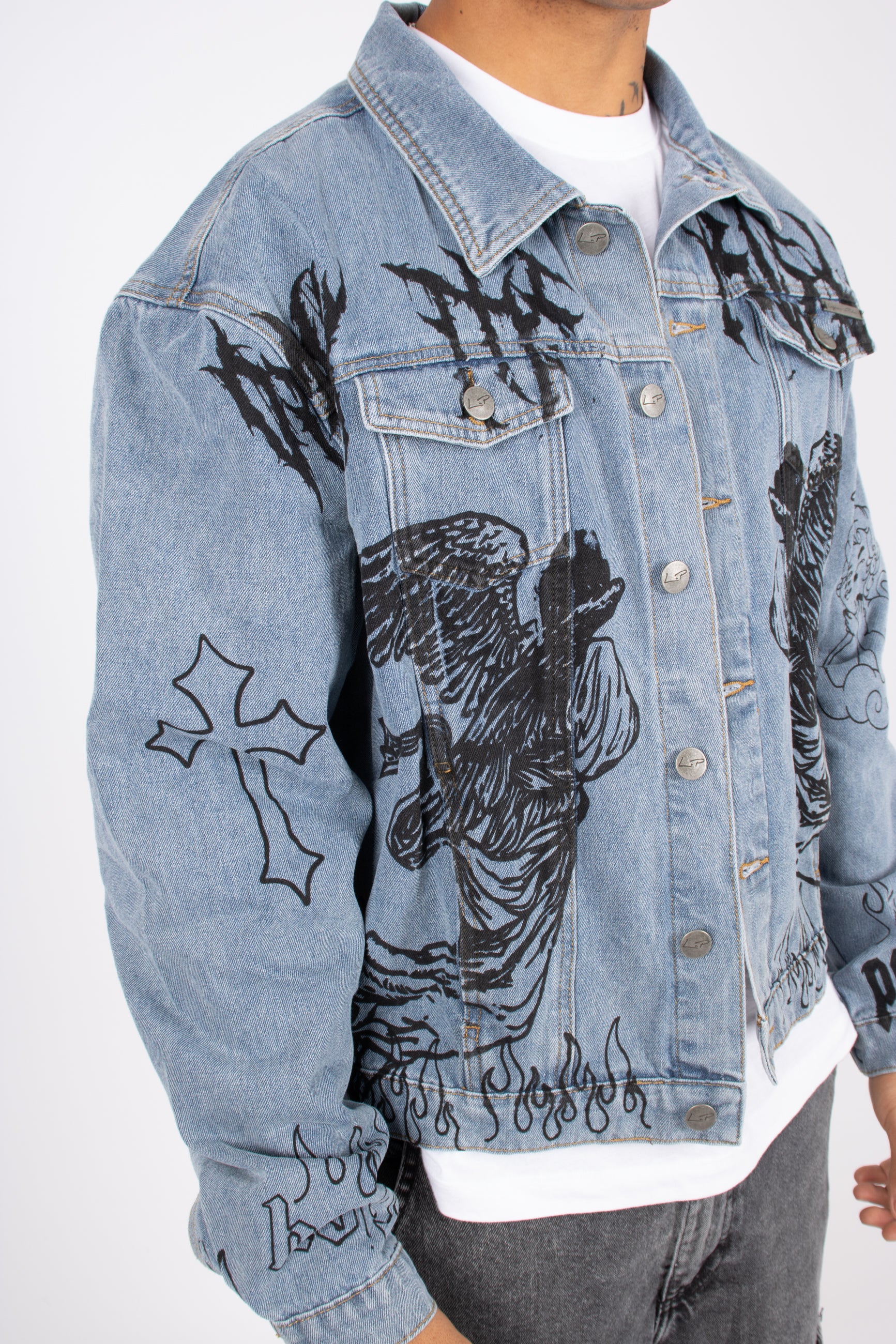 only-the-blessed-printed-denim-jacket