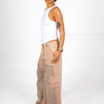 Beige Mid Rise Carpenter Wide Leg Jean Side View 2