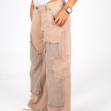 Beige Mid Rise Carpenter Wide Leg Jean Close Up 3