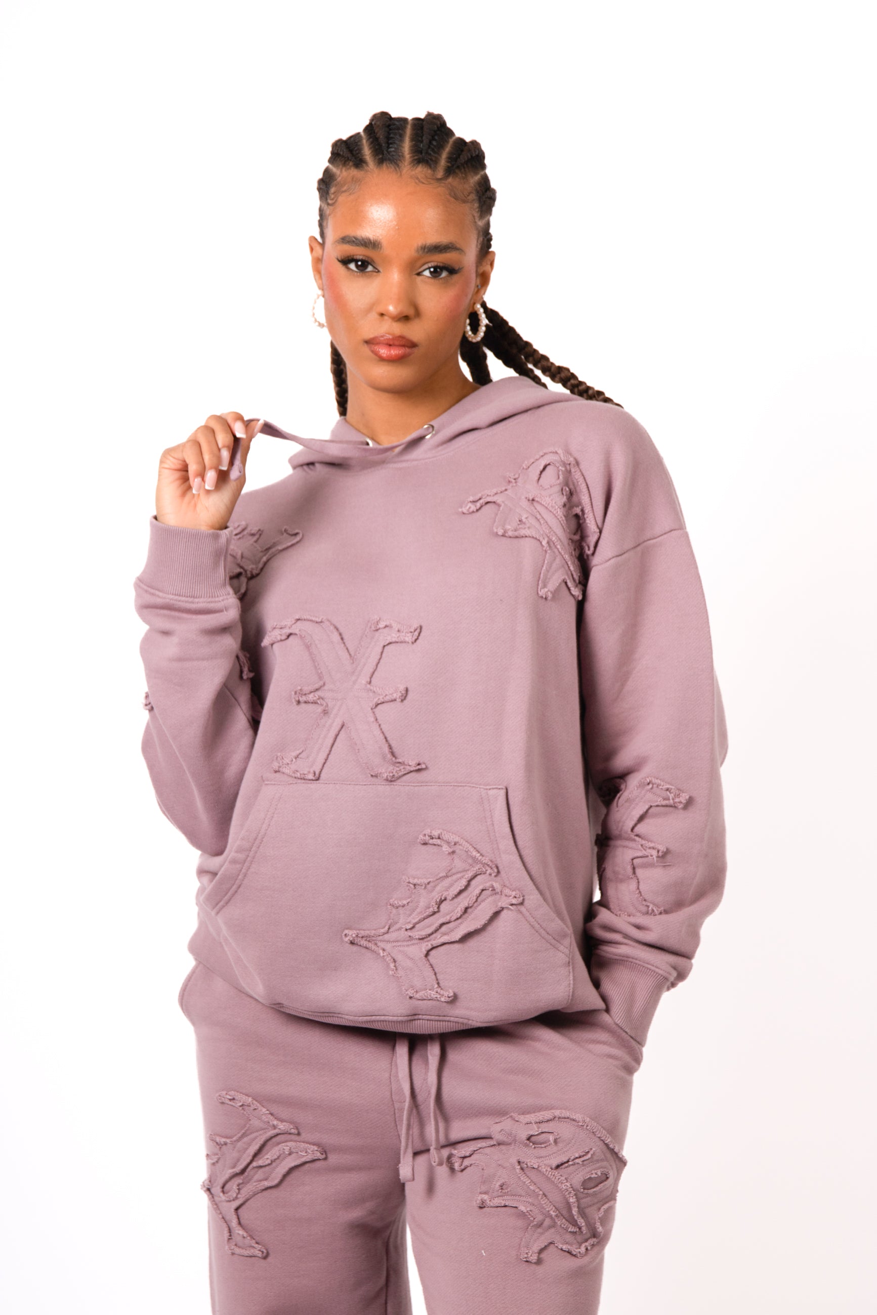 Mauve All Over 'LNP' Motif Hoodie