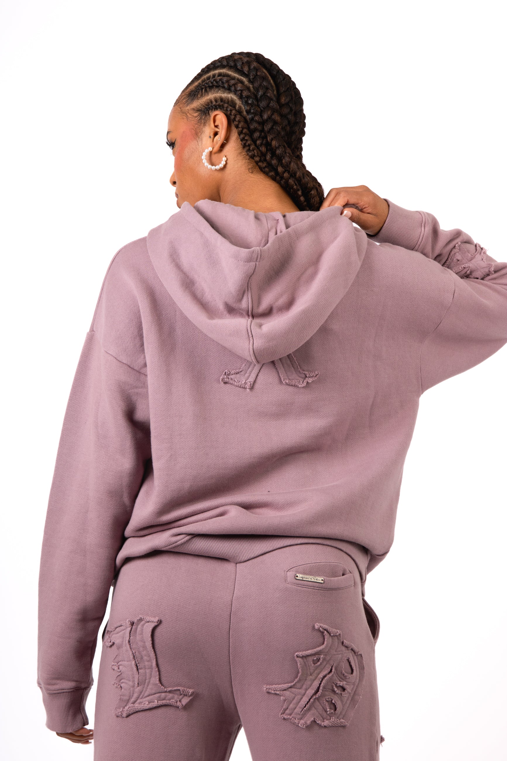 Mauve All Over 'LNP' Motif Hoodie