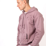 Mauve All Over 'LNP' Frayed Motif Hoodie