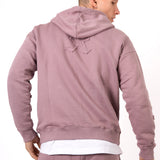 Mauve All Over 'LNP' Frayed Motif Hoodie