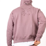 Mauve All Over 'LNP' Frayed Motif Hoodie