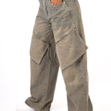 Dirty Wash Baggy Fit & Oversized Pocket Jeans