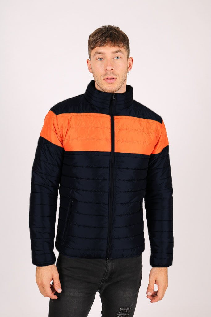 Liquor n Poker St Anton Puffer Jacket in black and orange - Liquor N Poker LIQUOR N POKER