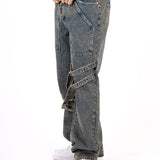 Vintage Wash Straight Leg Buckle Jean