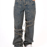 Vintage Wash Straight Leg Buckle Jean