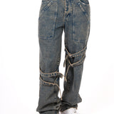 Vintage Wash Straight Leg Buckle Jean