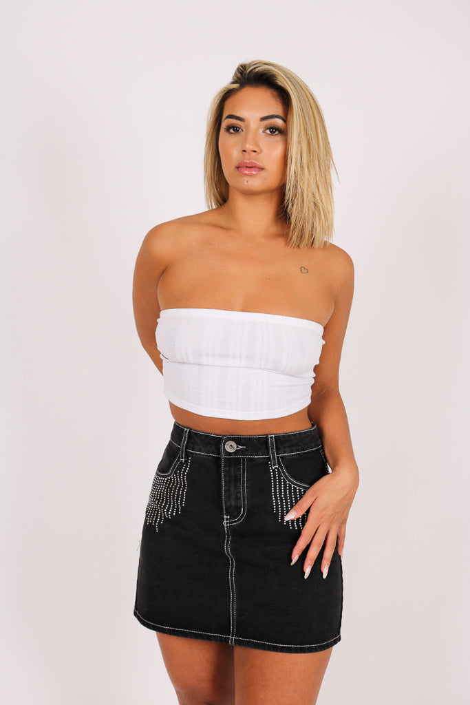 Baby One More Time Diamante Denim Skirt