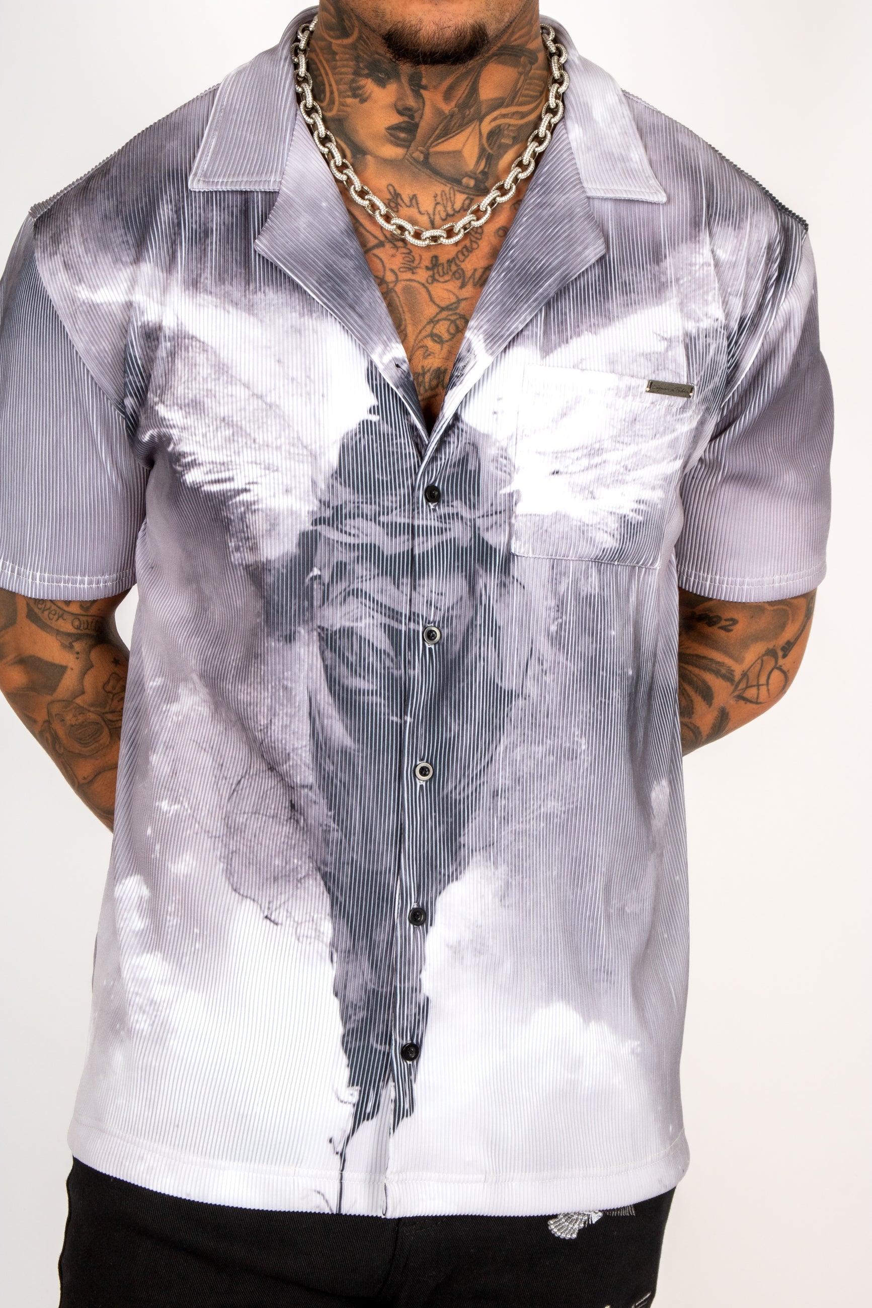 Plissé Angel Print Shirt