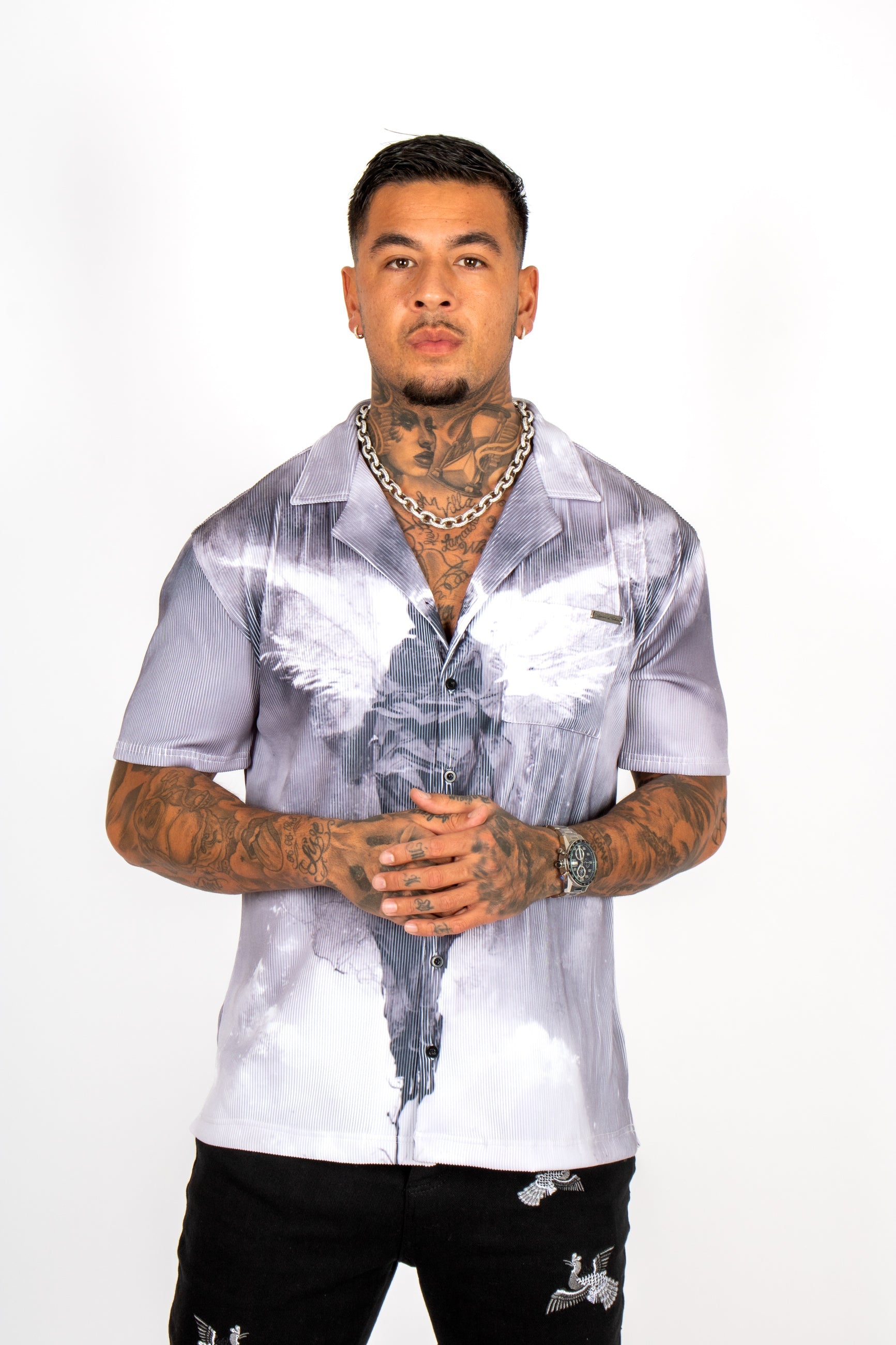 Plissé Angel Print Shirt