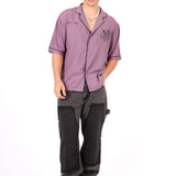 Mauve Motif Back Printed Bowling Shirt