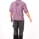 Mauve Motif Back Printed Bowling Shirt