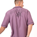 Mauve Motif Back Printed Bowling Shirt