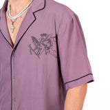 Mauve Motif Back Printed Bowling Shirt