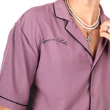 Mauve Motif Back Printed Bowling Shirt