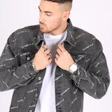 Black Owners Motorsport Printed Denim Jacket