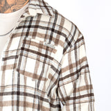 Oversized Beige Zip-Up Flannel Shirt