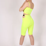 Neon Yellow Slinky Biker Shorts With Buckle