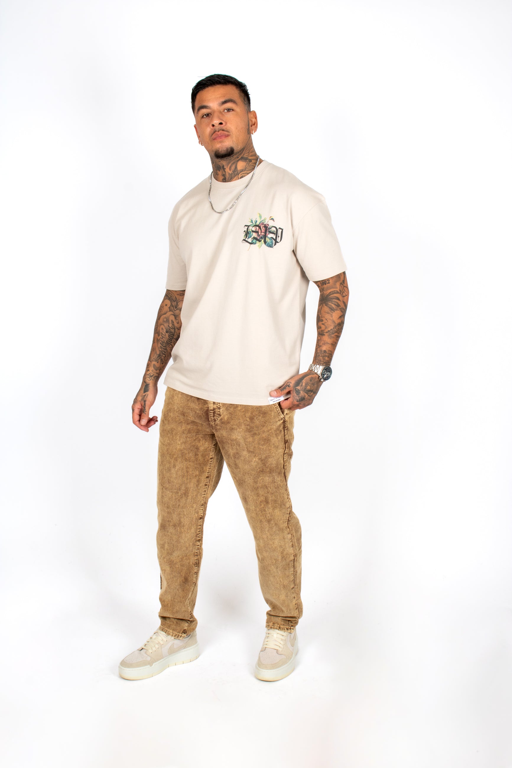 Brown Acid Wash Relaxed Corduroy Trouser