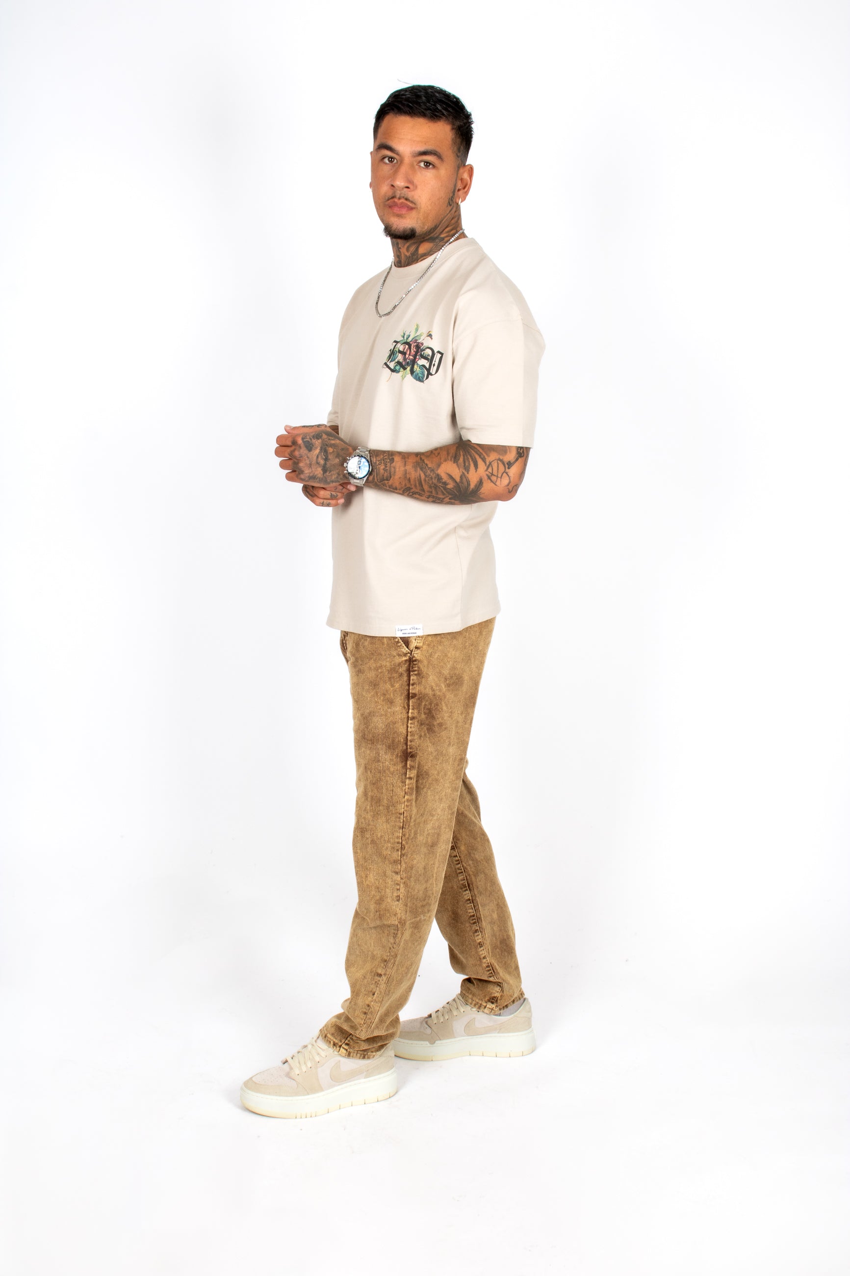 Brown Acid Wash Relaxed Corduroy Trouser