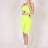 Neon Yellow Slinky Biker Shorts With Buckle