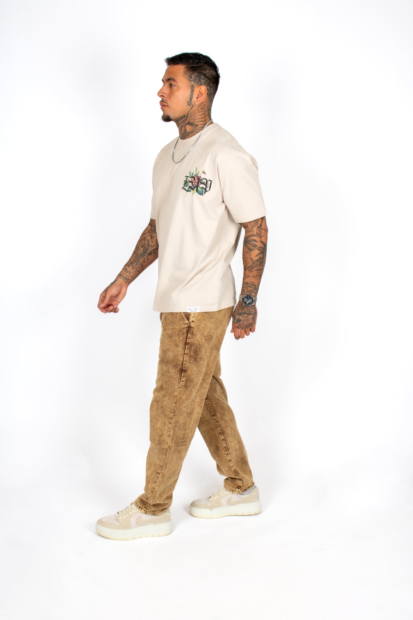 Brown Acid Wash Relaxed Corduroy Trouser