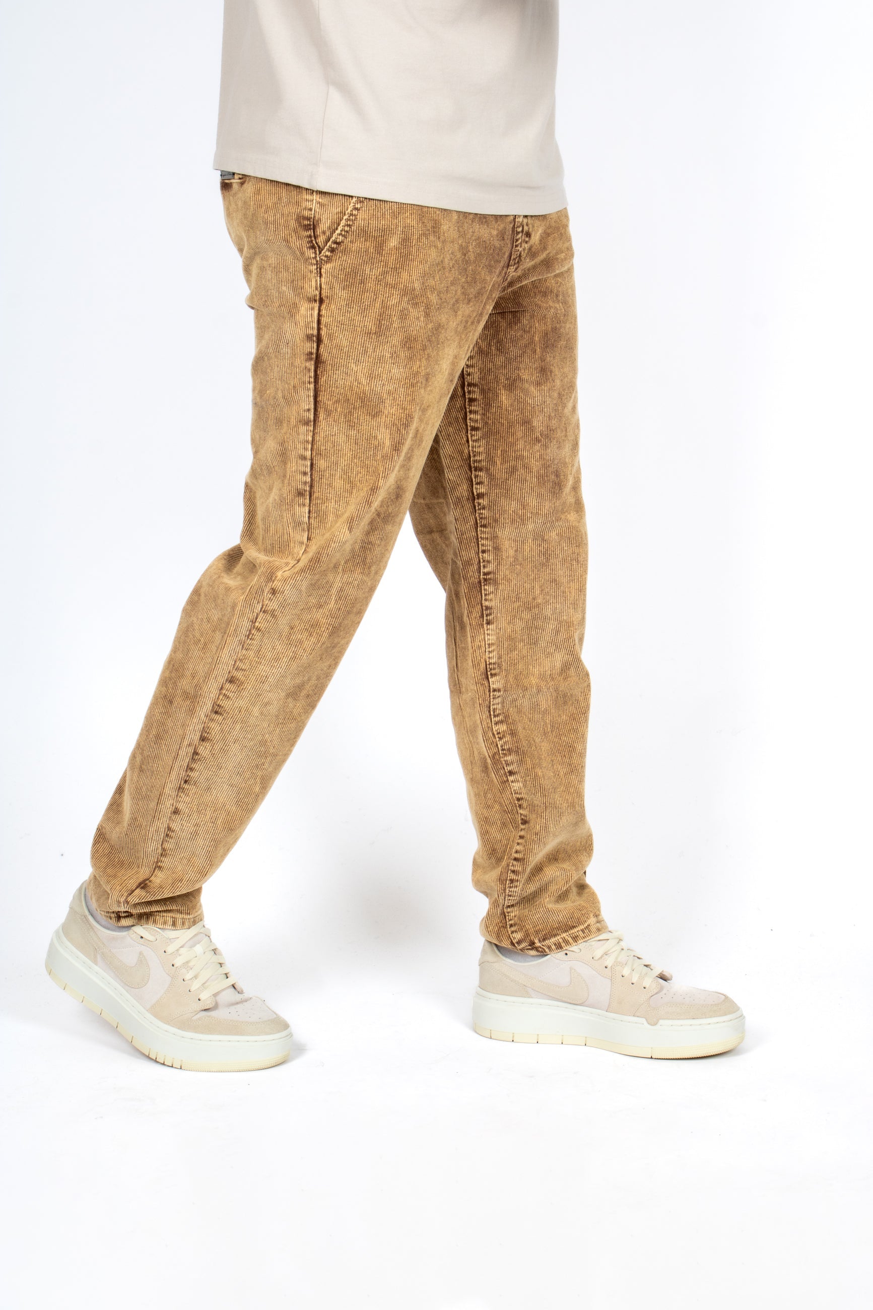 Brown Acid Wash Relaxed Corduroy Trouser