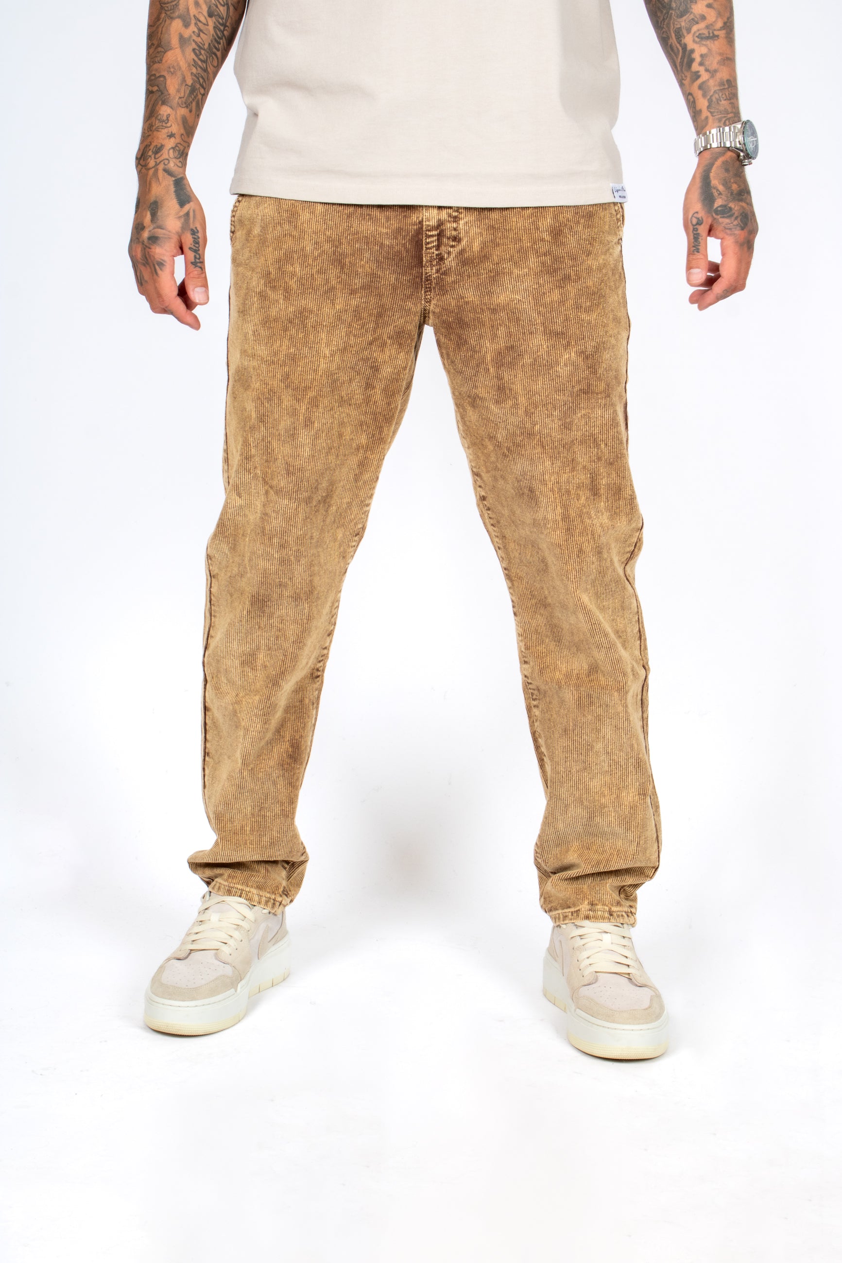 Brown Acid Wash Relaxed Corduroy Trouser