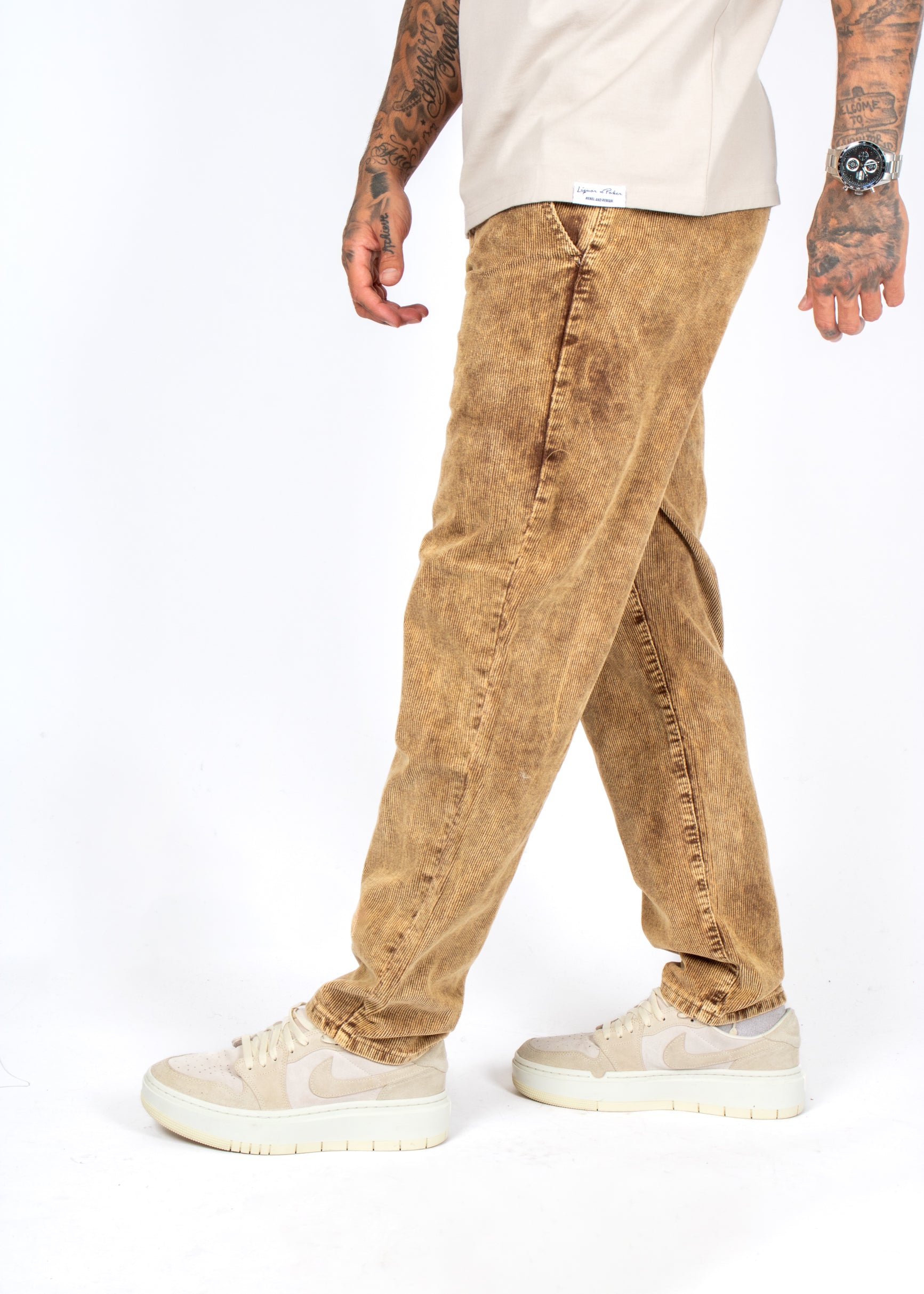 Brown Acid Wash Relaxed Corduroy Trouser