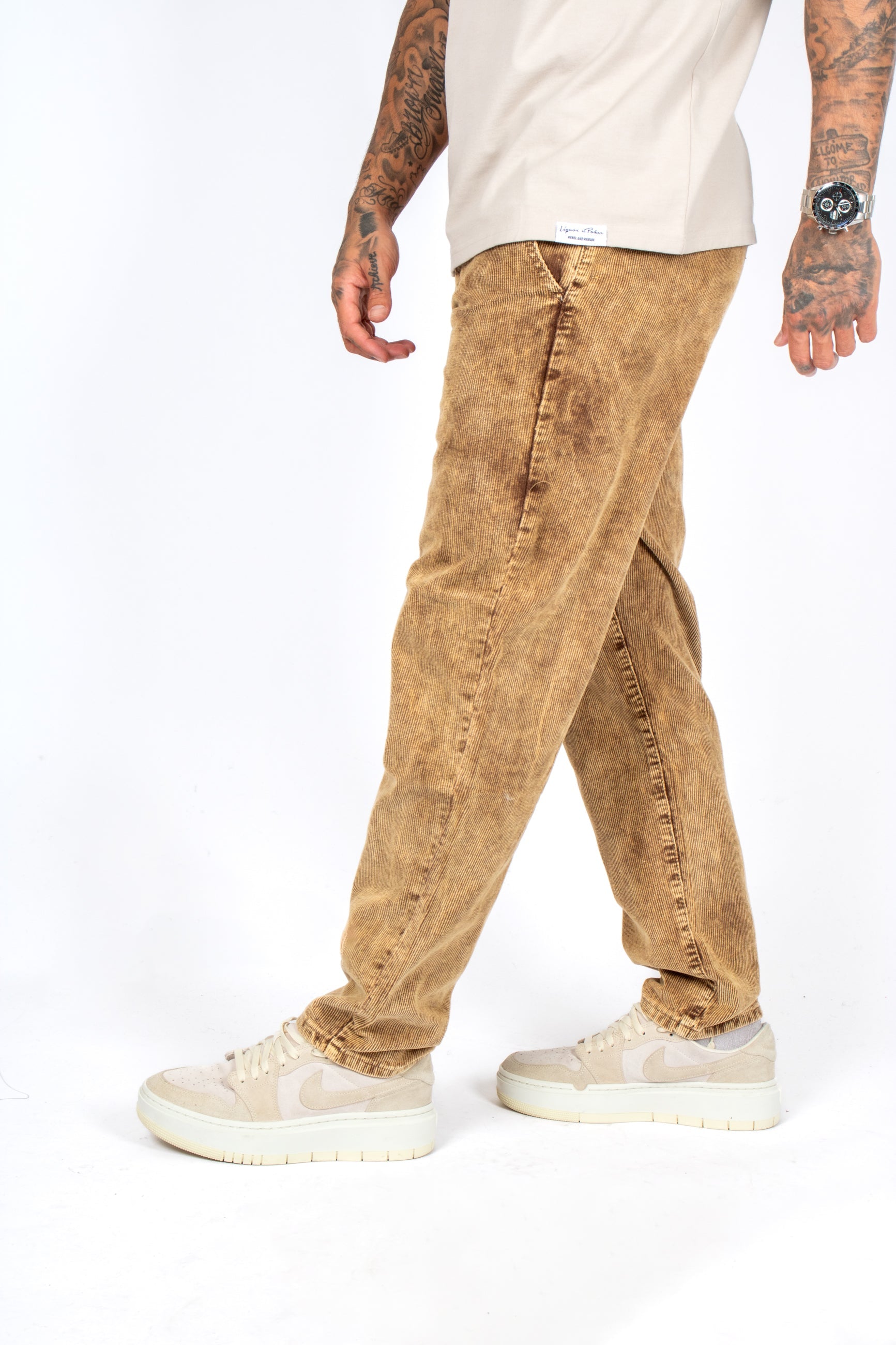 Brown Acid Wash Relaxed Corduroy Trouser