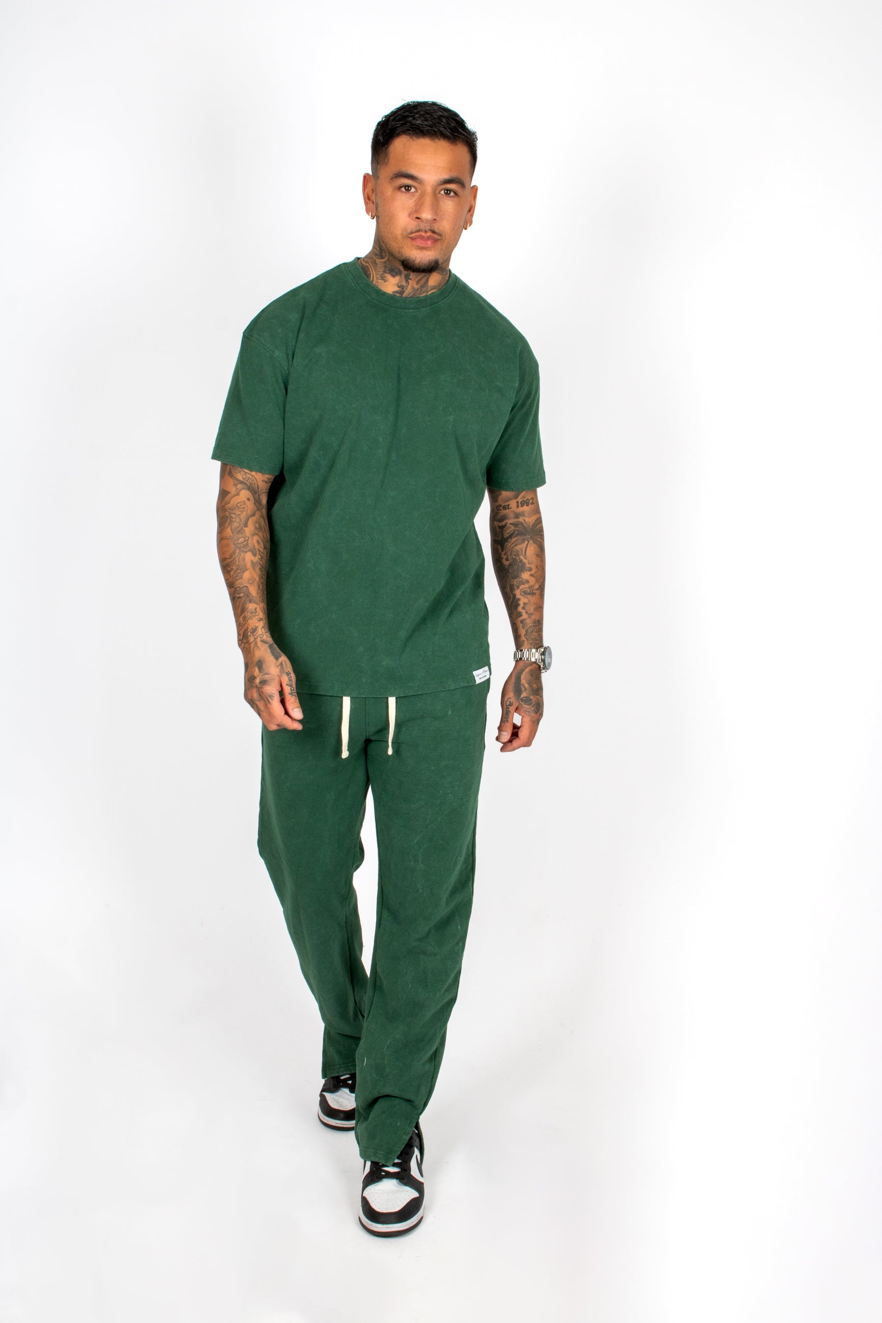 Acid Forest Green Recycled Relaxed Straight Leg Jogger