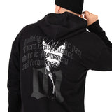 Black Printed 'The Blessed 01' Motif Hoodie