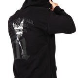 Black Printed 'The Blessed 01' Motif Hoodie